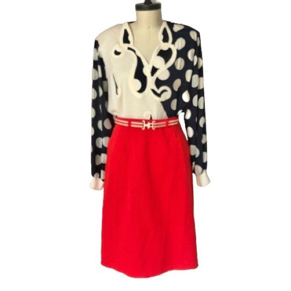 Vintage 70s Red Belted A-Line ILGWU USA Made Midi Skirt - Picture 14 of 14